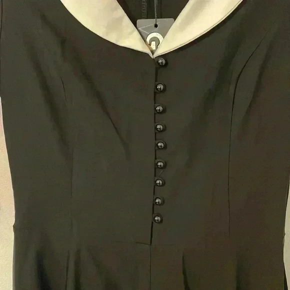 Gown Town Vintage Black Swing Dress with Collar M - Picture 3 of 6